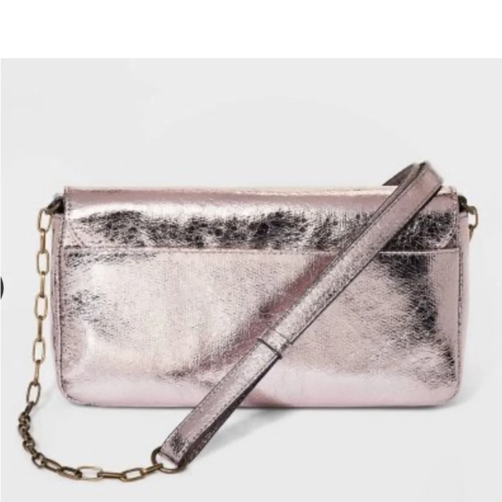 Universal Thread Flap Crossbody Bag Metallic Bronze Handbag Brown